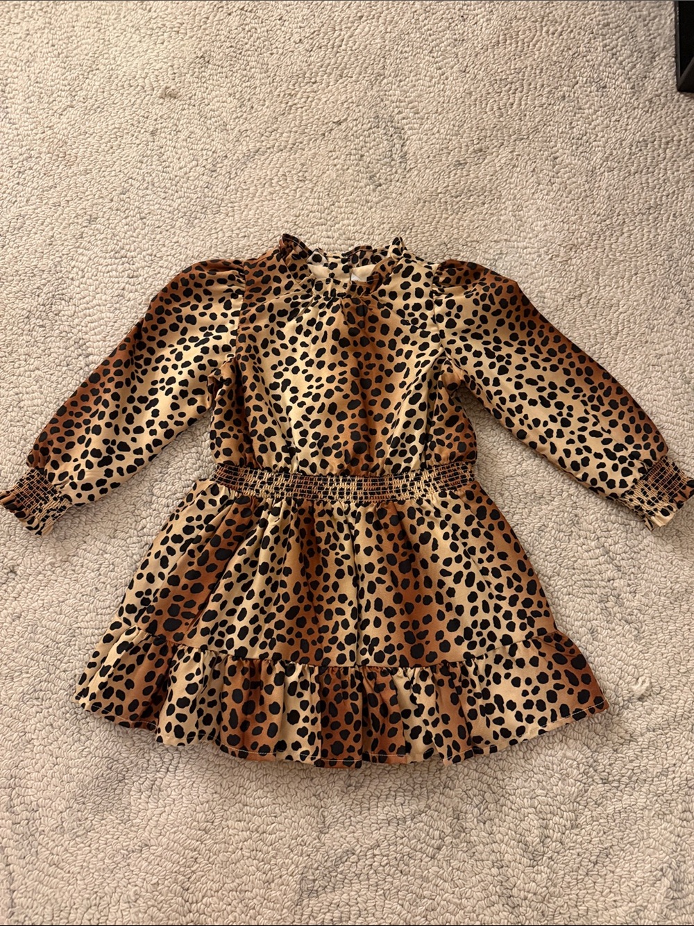 Janie and Jack Girls Leopard Print Ruffle Hem Dress